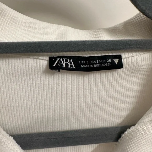 Zara Cream Ribbed Polo Crop Top - Picture 3 of 3